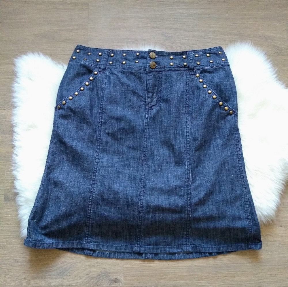 BCBG GIRLS Jean Brass Stud Skirt